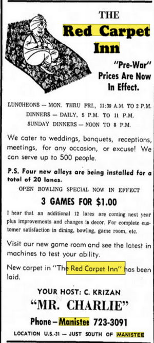 Striketown (Red Carpet Inn) - Sep 10 1971 Ad
